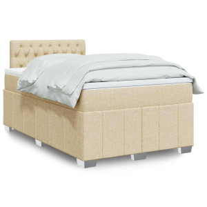 vidaXL Boxspring met matras stof crèmekleurig 120x200 cm