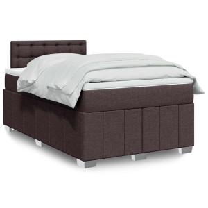 vidaXL Boxspring met matras stof donkerbruin 120x200 cm