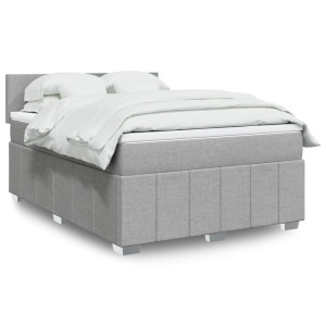 vidaXL Boxspring met matras stof lichtgrijs 140x190 cm