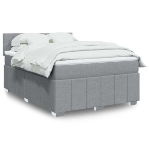 vidaXL Boxspring met matras stof lichtgrijs 140x190 cm