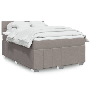 vidaXL Boxspring met matras stof taupe 140x190 cm