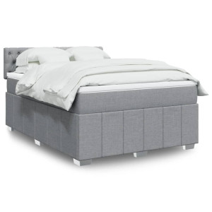 vidaXL Boxspring met matras stof lichtgrijs 140x190 cm