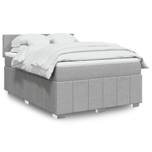 vidaXL Boxspring met matras stof lichtgrijs 140x200 cm