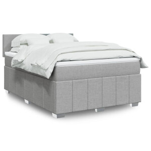 vidaXL Boxspring met matras stof lichtgrijs 160x200 cm