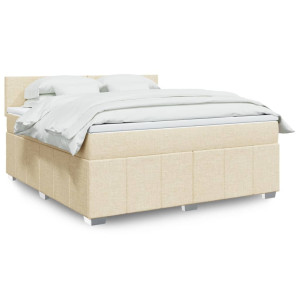 vidaXL Boxspring met matras stof crèmekleurig 180x200 cm