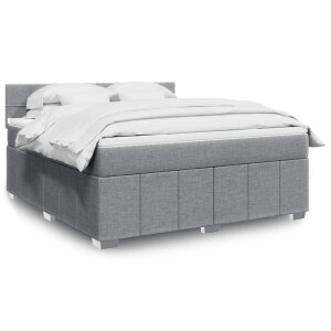 vidaXL Boxspring met matras stof lichtgrijs 180x200 cm