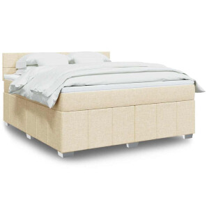vidaXL Boxspring met matras stof crèmekleurig 180x200 cm
