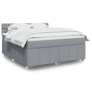 vidaXL Boxspring met matras stof lichtgrijs 180x200 cm