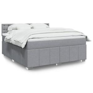 vidaXL Boxspring met matras stof lichtgrijs 180x200 cm