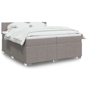 vidaXL Boxspring met matras stof taupe 200x200 cm