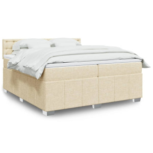 vidaXL Boxspring met matras stof crèmekleurig 200x200 cm