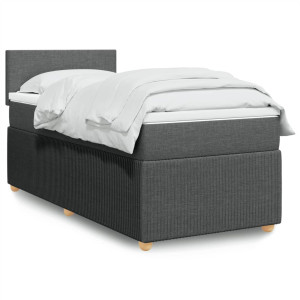 vidaXL Boxspring met matras stof donkergrijs 90x190 cm