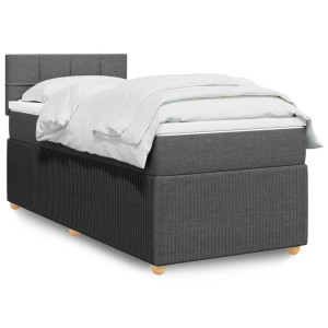 vidaXL Boxspring met matras stof donkergrijs 90x190 cm