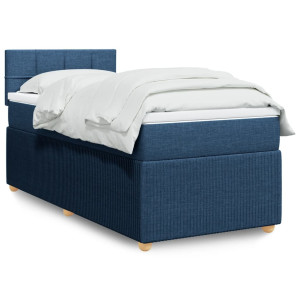 vidaXL Boxspring met matras stof blauw 90x190 cm