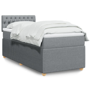 vidaXL Boxspring met matras stof lichtgrijs 90x190 cm