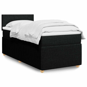 vidaXL Boxspring met matras stof zwart 90x200 cm