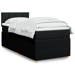 vidaXL Boxspring met matras stof zwart 90x200 cm