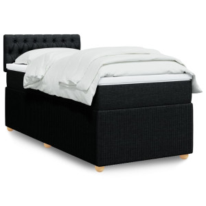 vidaXL Boxspring met matras stof zwart 90x200 cm