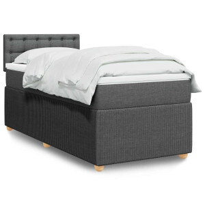 vidaXL Boxspring met matras stof donkergrijs 90x200 cm
