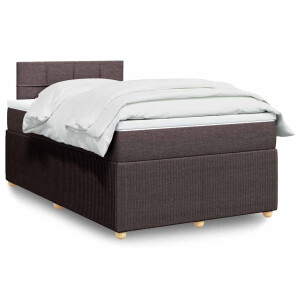 vidaXL Boxspring met matras stof donkerbruin 120x200 cm