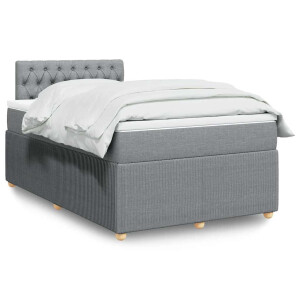 vidaXL Boxspring met matras stof lichtgrijs 120x200 cm