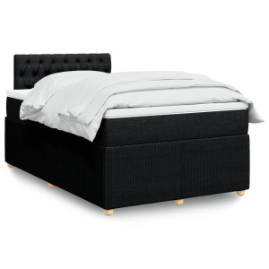 vidaXL Boxspring met matras stof zwart 120x200 cm