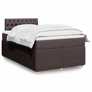 vidaXL Boxspring met matras stof donkerbruin 120x200 cm