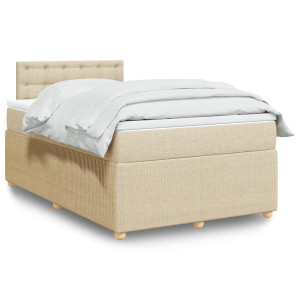 vidaXL Boxspring met matras stof crèmekleurig 120x200 cm