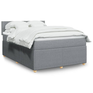 vidaXL Boxspring met matras stof lichtgrijs 140x190 cm