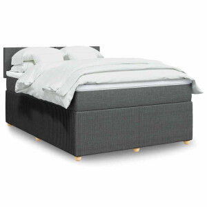 vidaXL Boxspring met matras stof donkergrijs 140x190 cm