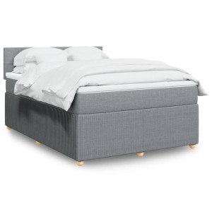 vidaXL Boxspring met matras stof lichtgrijs 140x190 cm