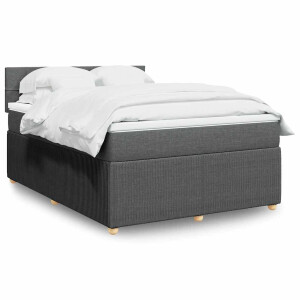 vidaXL Boxspring met matras stof donkergrijs 140x190 cm