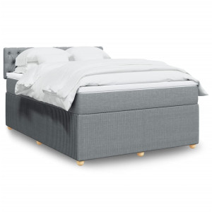 vidaXL Boxspring met matras stof lichtgrijs 140x190 cm