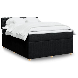 vidaXL Boxspring met matras stof zwart 140x190 cm
