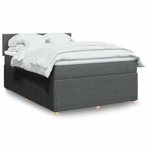 vidaXL Boxspring met matras stof donkergrijs 140x200 cm