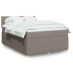 vidaXL Boxspring met matras stof taupe 140x200 cm