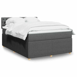 vidaXL Boxspring met matras stof donkergrijs 140x200 cm