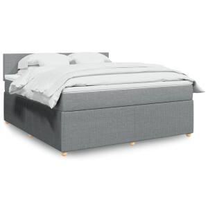 vidaXL Boxspring met matras stof lichtgrijs 180x200 cm