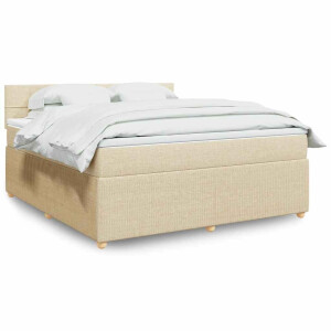 vidaXL Boxspring met matras stof crèmekleurig 180x200 cm
