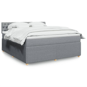 vidaXL Boxspring met matras stof lichtgrijs 180x200 cm