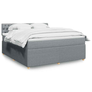 vidaXL Boxspring met matras stof lichtgrijs 180x200 cm