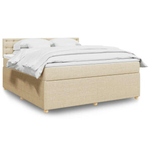 vidaXL Boxspring met matras stof crèmekleurig 180x200 cm