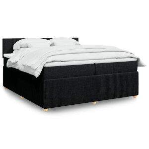 vidaXL Boxspring met matras stof zwart 200x200 cm