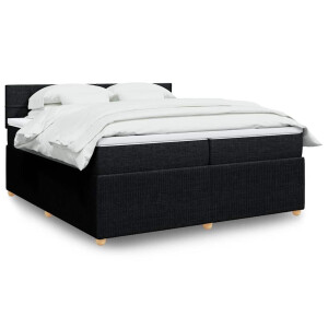 vidaXL Boxspring met matras stof zwart 200x200 cm