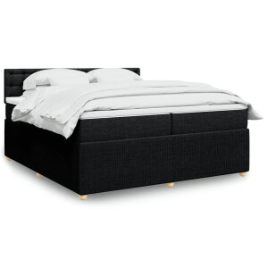vidaXL Boxspring met matras stof zwart 200x200 cm