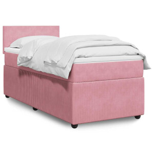 vidaXL Boxspring met matras fluweel roze 80x200 cm