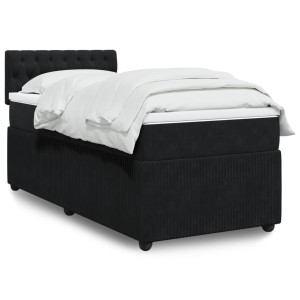 vidaXL Boxspring met matras fluweel zwart 80x200 cm