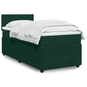 vidaXL Boxspring met matras fluweel donkergroen 80x200 cm