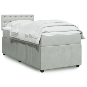 vidaXL Boxspring met matras fluweel lichtgrijs 80x200 cm