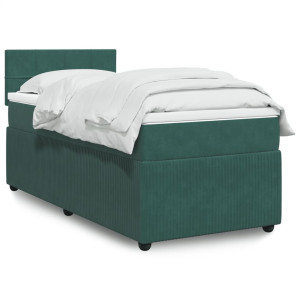 vidaXL Boxspring met matras fluweel donkergroen 90x190 cm